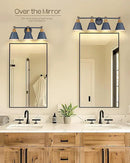 FEMILA 4-Light Bathroom Light Fixtures, Farmhouse Modern Vanity Lights Wall Lamp with Hammered Metal Shade Finish, Dark Blue, 4FG59B-4W Blue by CozyNest Decor