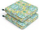 LVTXIII Patio Chair Cushions 19"x19"x3", Water-Repellent Outdoor Seat Cushions for Patio Furniture, Square Chair Pads with Ties for Home Garden Decoration, Set of 2, Damask Green by GreenHaven Gardens