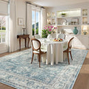 LIVEBOX Washable Area Rug 6x9 Rugs for Living Room Dining Room Under Table, Non-Slip Boho Indoor Carpet for Bedroom, Low-Pile Farmhouse Soft Carpets for Nursery Room Playroom, Blue by TinyTreasures Baby Boutique