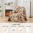 100% Muslin Throw Blanket for Couch, Butterfly and Floral Double Embroidery Fall Throw Blanket 60"x80" for Sofa, Chair, Woven Cotton Reversible Mexican Blanket by CozyNest Decor