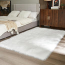 AMTOVO Faux Fur Sheepskin Rug for Living Room, 4 x 6 ft White Fluffy Area Rug for Bedroom, Playroom, Luxury Room Decor, Rectangle by CozyNest Decor
