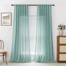 MYSKY HOME Semi Sheer Curtains for Sliding Door 95 Inches Long 2 Panels, Farmhouse Ceiling Curtains Living Room Light Filtering Back Tab Elegant Style Soft Fabric, 50" x 95", Turquoise, 2 Piece by CozyNest Decor