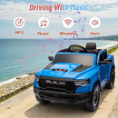 Licensed Ram 1500 Ride on Toys for Kids 4-8, Ride-on Electric Car for Kids with Remote Control, Battery Powered with Car Key/Gear Selector, LED Light/Music/MP3, Back Storage (Blue) by TinyTreasures Baby Boutique