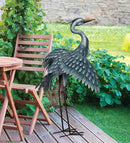 Regal Art & Gift Outdoor Garden Décor, Unique Bird Sculpture, Rustic Metal Bird Statues, Garden Ornaments, Bird Figurine for Lawn, Decorative Sculpture, Heron, Blue, Wings Down, 41"height by CozyNest Decor