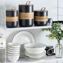 Spice Jars with Lid, Coffee Container Kitchen Food Storage Jars for Spice Sugar Tea Bag, Stackable Decorative Jars for Countertop, Black & 37oz by CozyNest Decor