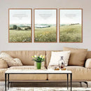 KAIRNE Scripture Christian Canvas Wall Art,Bible Verse Prints Set of 3(16”X24”),Modern Scripture Floral Wall Decor,Framed Green Countryside Field Paintings for Living Room Bedroom Ding Room Decor by CozyNest Decor