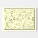 Vintage Map of Three Rivers, California 1945