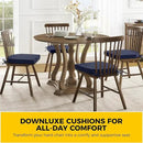 downluxe Indoor Chair Cushions for Dining Chairs, Soft and Comfortable Textured Foam Kitchen Chair Pads with Ties and Non-Slip Backing, 16" x 16" x 2", Navy, 6 Pack by CozyNest Decor