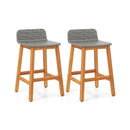 Solid Acacia Wood Bar Stools Set of 2 with Backrests and Footrests for Porch-Brown by DirectDeals