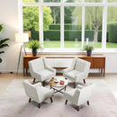 HUIMO Accent Chairs Set of 4, Upholstered Button Tufted Armchair, Linen Fabric Sofa Chairs for Bedroom, Living Room, Mid Century Modern Comfy Reading Chair (4, Beige) by CozyNest Decor