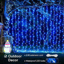 JMEXSUSS 300LED Christmas Curtain Lights, Blue Christmas Lights with Remote, Blue String Lights for Bedroom Wall Window Backdrop Garden Indoor Outdoor Patio Yard Porch Decorations, 9.8x9.8ft by CozyNest Decor
