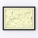 Vintage Map of Three Rivers, California 1945