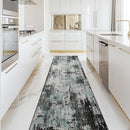 Washable Area Rugs 2'x10' Non-Slip Modern Abstract Soft for Living Room Entryway Bedroom Nursery, Print Pattern, Blue Black Teal by TinyTreasures Baby Boutique