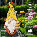 Garden Gnome Statue with Bee Solar Lights, Resin Gnome Figurine for Outdoor Decor, Porch Patio Yard Decorations by GreenHaven Gardens