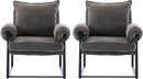 YISHENG Accent Chair with 6-Angle Adjustable Backrest, Chenille Fabric Living Room Chair Upholstered Lounge Chair, Modern Chair Cozy Reclining Chair for Reading Room, Set of 2 Gray by CozyNest Decor