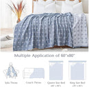 jinchan Boho 100% Cotton Blanket Muslin Lightweight Twin Size Quilted Throw Blanket for Couch Soft Cozy All Season Blanket 3-Layer Floral Throw Cotton Blanket for Bedroom Decor Blue 60x80 Inches by CozyNest Decor