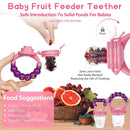 WAJIAYON Baby Fruit Feeder Pacifier - 12 Pack | 2 Infant Food Feeder Pacifier & 1 Baby Food Dispensing Spoon | Fresh Fruit Teethers for Babies | Silicone Feeder Babies,Infant Teething Feeders (Pink) by TinyTreasures Baby Boutique