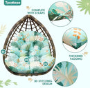 Egg Chair Cushion Replacement, Waterproof Outdoor Hanging Egg Swing Chair Cushions Pads, U-Shaped Thickened Cushions for Hanging Eggs Chair with Ties, 47x33x7 Inches (Cyan Floral Leaf) by GreenHaven Gardens