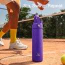 Insulated Water Bottle with Straw Stainless Steel Water Bottle, Leak-Proof, BPA-Free, Double Wall Vacuum Keeps Cold for 24 Hours for Sports, Travel, School (18 oz, Violet) by CozyNest Decor