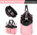 WORKPRO Garden Bag, Garden Tool Tote Storage Bag with 8 Pockets, Home Organizer for Outdoor Gardening Caddy, Garden Tool Kit Holder (Tools NOT Included), Pink Ribbon, Garden Gifts by GreenHaven Gardens