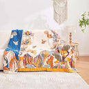 Boho Throw Blanket, 100% Cotton Ultra Soft Luxury Throw Rustic Quilt, 50"x60" Floral Bird Butterfly Farmhouse Decor Bed Blankets, All Season Rustic Reversible Bohemian Throw for Bed - Yellow by CozyNest Decor