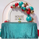 SquarePie Sequin Tablecloth 50 x 72 Inch Teal Sparkly Table Linen for Wedding Party by CozyNest Decor