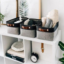 OrganiHaus Small Fabric Storage Baskets for Shelves 6 Pack, 12x8in Closet Storage Bins for Shelves, Cloth Baskets for Organizing, Linen Closet Organizers, Fabric Basket, Gray/Black by CozyNest Decor