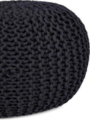 BIRDROCK HOME Round Pouf Ottoman | Cotton Braided Foot Stool with Bean Bag Filling | Boho Foot Rest for Living Room & Bedroom | Compact & Comfortable Seating, Lightweight & Soft | Charcoal by CozyNest Decor