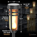 Metal Solar Torch - Adjustable Height (24" - 50"), Outdoor Lights with Flickering Flame, Waterproof Solar Powered Lights, Flame Torches for Patio, Pathway, Yard Decor, Matte Black (2-Pack) by GreenHaven Gardens
