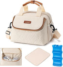 Breastmilk Cooler Bag with Ice Pack Fits 6 Baby Bottles up to 9 Ounce, Wearable Breast Pumps Cooler Bag for Nursing Mom Daycare, Work, Travel- Cream by TinyTreasures Baby Boutique