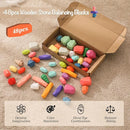 OESSUF Stacking Rocks 48Pcs Stacking Blocks Balancing Stacking Stones Wooden Building Toys Wood Stone Stacking Game for Toddler Sorting Preschool Educational Montessori Stacking Rocks for Kids by TinyTreasures Baby Boutique