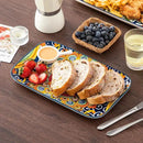 vancasso Serving Platters Set of 3, 16"/14"/12" Inch Rectangular Trays - Serving Platter Extra Large, Bohemian Ceramic Serving Dish for Entertaining Food, Microwave & Dishwasher Safe, Colorful by CozyNest Decor
