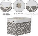 Bidtakay Large Fabric Storage Basket Set of 2 Collapsible Rectangle Basket for Shelves 16" X 11.8" X 11.8" Decorative Organizer Bins for Clothes Toys(White&Quatrefoil Grey) by TinyTreasures Baby Boutique
