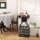 IBUYKE Wine Rack Freestanding Floor,Wine Storage 15 Bottles Bottle Rack with Glass Holders, Mini Bar Wine Cabinet with Storage Drawer for Home Bar Kitchen Dining Room,Black,UTMJ908B by CozyNest Decor