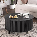 Round Coffee Table with Storage,Mid Century Modern Dining Table with Sliding Cabinet Door for Living Room,Home Small Space,31.5" Small Center Table,Black by CozyNest Decor