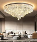 Crystal Chandeliers Modern LED Dimmable Flush Mount Ceiling Chandeliers for Living Room High Ceiling Entrance Foyer Bedroom Dining Room by CozyNest Decor