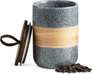 Airtight Coffee Storage Container Jar with Lid, Ceramic Kitchen Food Storage Jars for Spice Sugar Cookie, Coffee Bean Stackable Decorative Jars for Housewarming, Grey & 28oz by CozyNest Decor