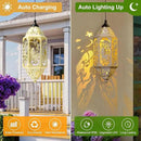 Outdoor Solar Lanterns Waterproof Fairy Moon Garden Gifts for Women Mom12.4‘’ Metal Garden Lanterns Hanging Light for Patio Backyard Decorations, Mothers Day Birthday Gifts (Gold White,2Pack) by GreenHaven Gardens