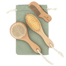 Natural Baby Hair Brush Set with Boho Bag - Goat Hair Cradle Cap Brush, Toddler Brush and Comb - Scalp Grooming Baby Hairbrush for Newborn and Infant, Wooden Brushes for Boys and Girls by TinyTreasures Baby Boutique