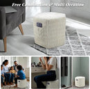 Hexagon Pouf Ottoman Stuffed with 2 Pockets & Handle, Comfort Corduroy Poufs, Non-Slip Foot Stool Storage Ottoman, Foam Floor Poufs Foot Rest for Couch, Bedroom (Beige) by CozyNest Decor