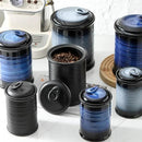 Nihow Food Storage Jar Sets: Ceramic Container with Air Tight Lid for Flour/Sugar/Rice/Coffee/Cookies/Candy - Seal Damp-proof Canister for The Kitchen Counter - Set of 4 （Matte Black） by CozyNest Decor