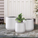 Kante 15.3"+11.6"+8.2" Dia Round Concrete Planter, Large Outdoor Indoor Planter Pots Containers with Drainage Holes and Rubber Plug for Home Garden Patio, Pure White by GreenHaven Gardens