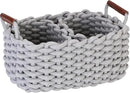 Sea Team 3-Pack Rectangle Woven Cotton Rope Storage Baskets with Handles, Shelf Basket, Closet Organizers, 3-in-1, Gray by CozyNest Decor