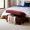 Ottoman Rectangular Storage Ottoman Bench, Flannel Footrest Stool Footstool with Lid for Living Room, Bedroom, Entryway, Red, 28.5"x19"x17.5" by CozyNest Decor