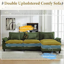 URRED Modular Sectional Sofa Comfy Cloud Couch, Modern Corduroy Sofa Sleeper Deep Seat Couches with Ottoman/Pillows for Living Room (Green, 117''- L Shape) by CozyNest Decor