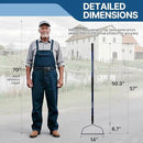 57 Inch Heavy Duty Garden Rake with Blue Fiberglass Handle - 14-Tooth Metal Yard Rake for Gardening, Farming, and Yard Work - Durable Hard Rakes for Heavy Duty Use by GreenHaven Gardens