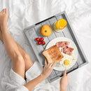 Ottoman Tray | Coffee Table Tray Decorative, Serving Tray with Handles - 17x13 Inch Wood Tray for Coffee Table Tray - with 4 Wooden Coasters -Tray for Ottoman, Breakfast by CozyNest Decor