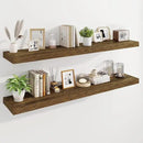 Marsmiles 55" Floating Shelves for Wall, Wooden Shelves with Invisible Brackets Set of 2, Rustic Farmhouse Wall Mounted Shelf for Kitchen Bathroom Living Room Study, Rustic Brown by CozyNest Decor