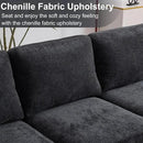 Karl home U-Shape Sectional Sofa Couch 111" Modern 4-Seat Sofa with Chaises Chenille Fabric Upholstered Covertible Couch with Wood Grain Legs for Living Room, Reception Room, Apartment, Black by CozyNest Decor