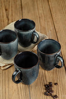 famiware Coffee Mugs Set of 4, Ocean Square 13oz Coffee Cup Set with Handle for Cocoa, Milk, Hot Chocolate, Stoneware Cups for Kitchen, Reactive Glaze, Microwave and Dishwasher Safe, Deep Forest by CozyNest Decor
